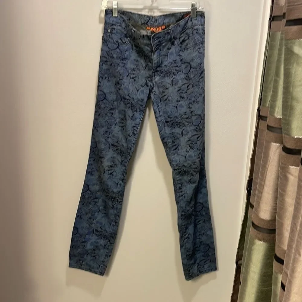 TORY Burch Ivy Super Skinny blue paisley jeans